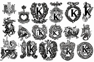 Germanic family crest with the letter K inside tattoo idea