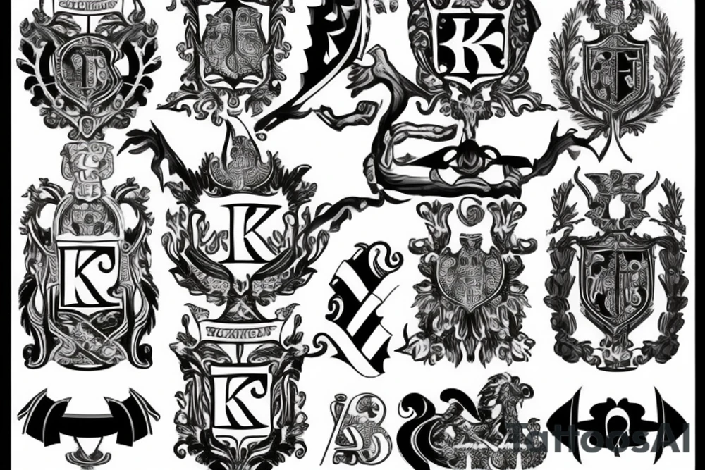 Germanic family crest with the letter K inside tattoo idea