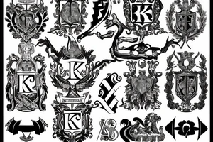 Germanic family crest with the letter K inside tattoo idea