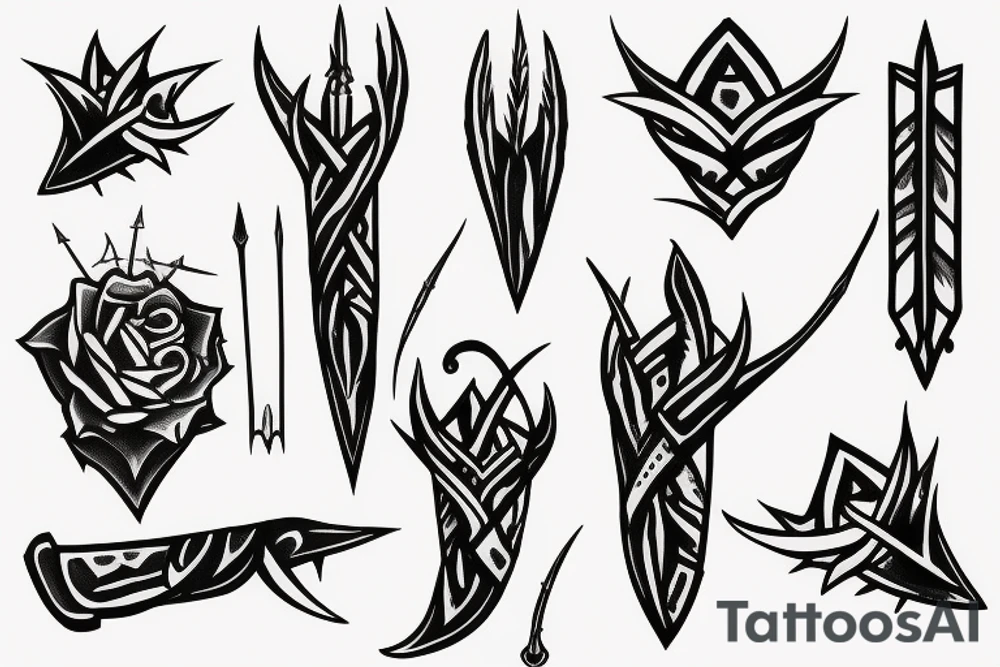 Dagger with thorns around it tattoo idea