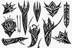 Dagger with thorns around it tattoo idea