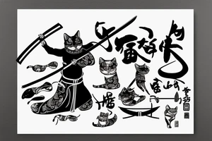 Cat samurai with katana tattoo idea