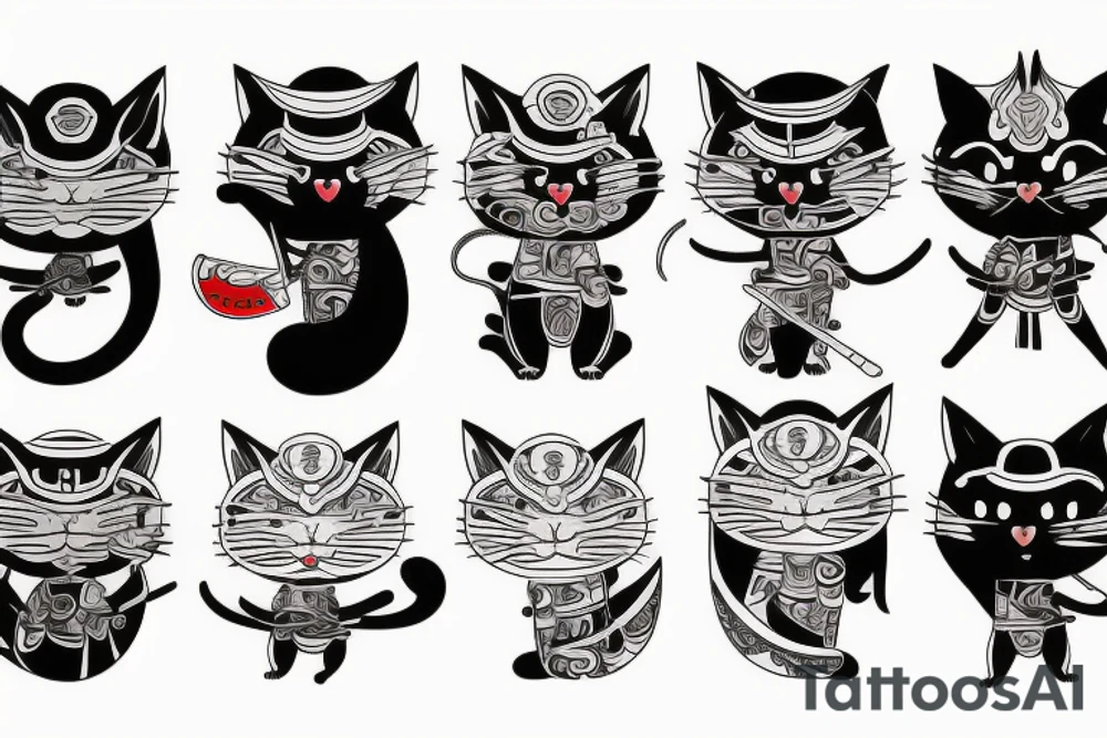 Cat samurai tattoo idea