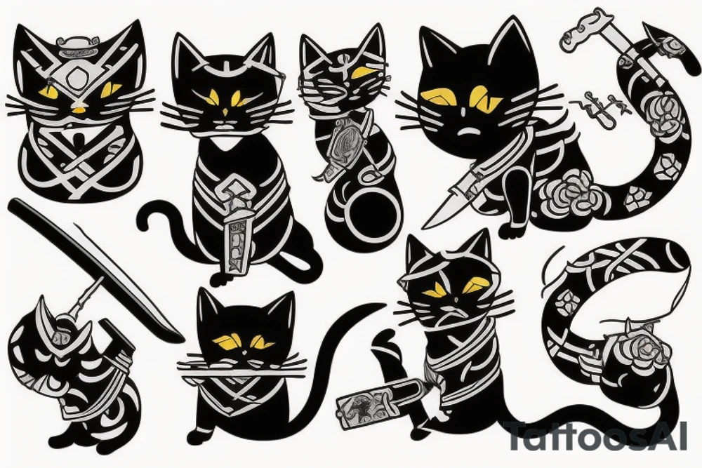 Cat samurai tattoo idea