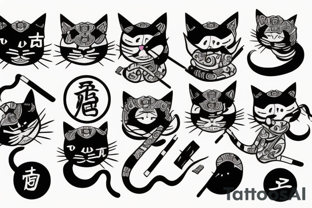 Cat samurai tattoo idea