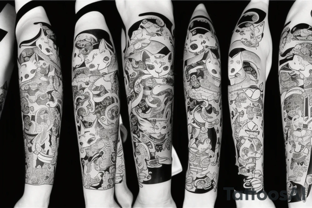 Cat samurai tattoo idea