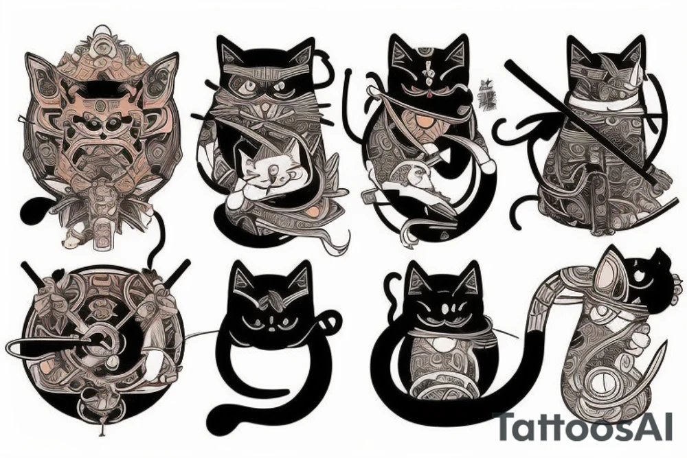 Cat samurai tattoo idea
