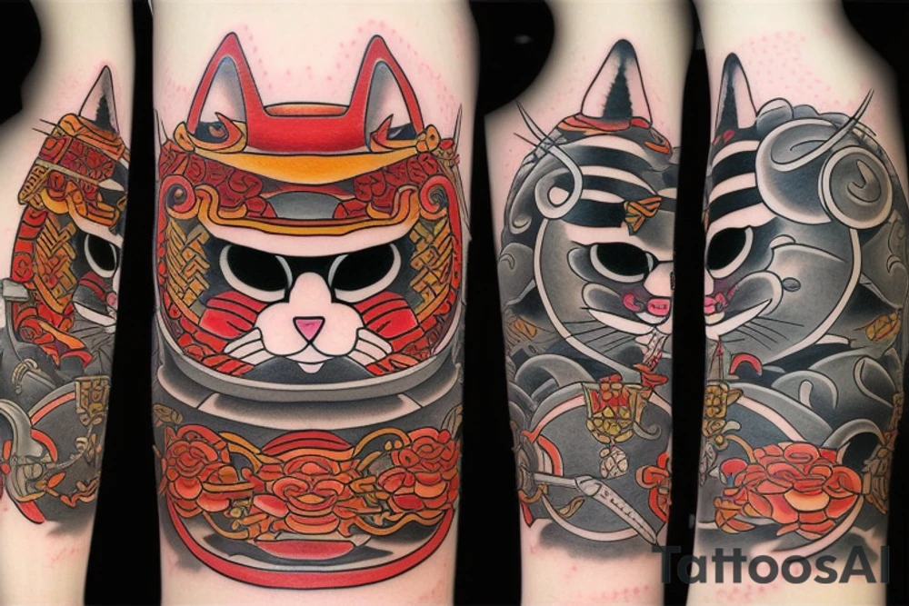 Cat samurai tattoo idea