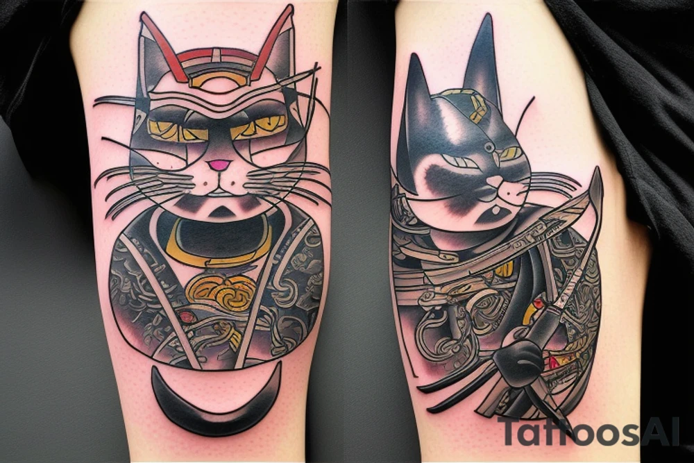 Cat samurai tattoo idea