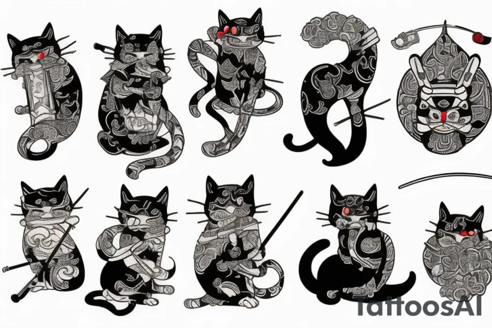 Cat samurai tattoo idea