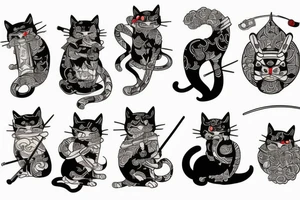Cat samurai tattoo idea