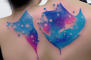 2-3cm on the neck, main theme is star with additional element of water, blue and purple with trace of warm color like yellow and pink, simple. Represents hope, spark. tattoo idea
