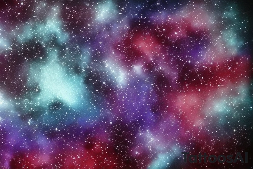 a beautiful and mysterious deep water with dark blue waves and splashes of deep reddish purple. In the center of the design is a large star, surrounded by smaller stars and dots that twinkle and shimmer like constellations in the night sky.

The star is designed with deep reddish purple shading in the center, blending out into a brighter blue color on the edges.

Around the star and throughout the design, there are small bubbles and accents of lighter blue color that add to the water-like effect. The bubbles also help to give the design a sense of movement and flow, as if the scene is alive and constantly changing. tattoo idea