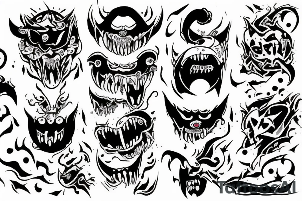 Text nofear and demon behind tattoo idea