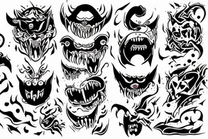 Text nofear and demon behind tattoo idea