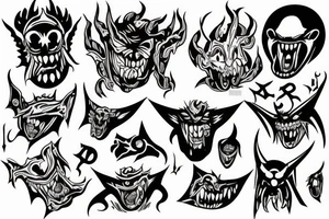 Text nofear and demon behind tattoo idea