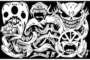 Text nofear and demon behind tattoo idea