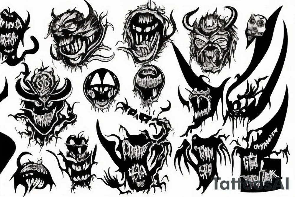 Text nofear and demon behind tattoo idea
