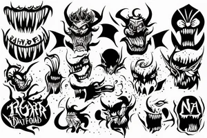 Text nofear and demon behind tattoo idea
