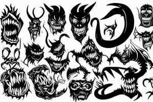 Text nofear and demon behind tattoo idea