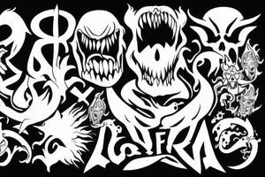 Text "Nofear" and demon behind tattoo idea