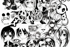 Text "Nofear" anime style tattoo idea