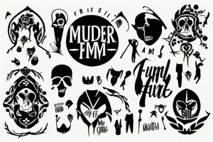 Murder family, with text "murder famq" tattoo idea