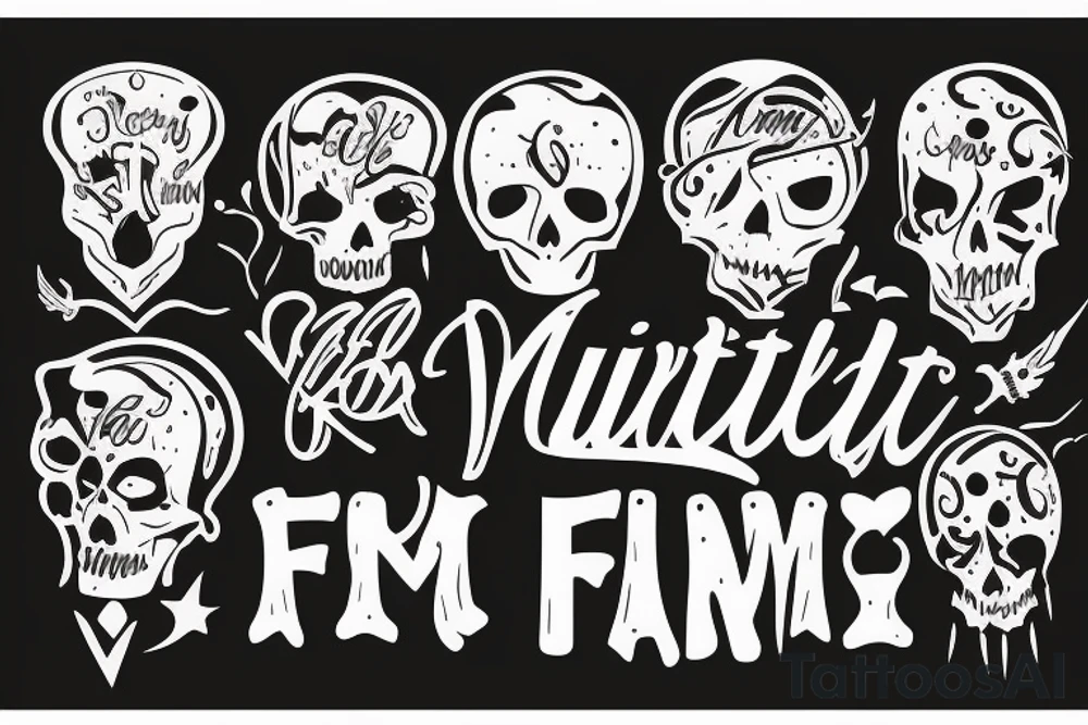 Murder family, with text "murder famq" tattoo idea