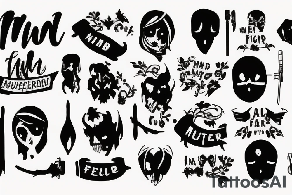 Murder family, with text "murder famq" tattoo idea