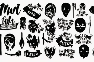 Murder family, with text "murder famq" tattoo idea