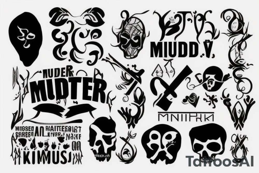Murder family, with text "murder famq" tattoo idea