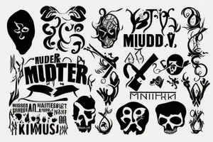 Murder family, with text "murder famq" tattoo idea
