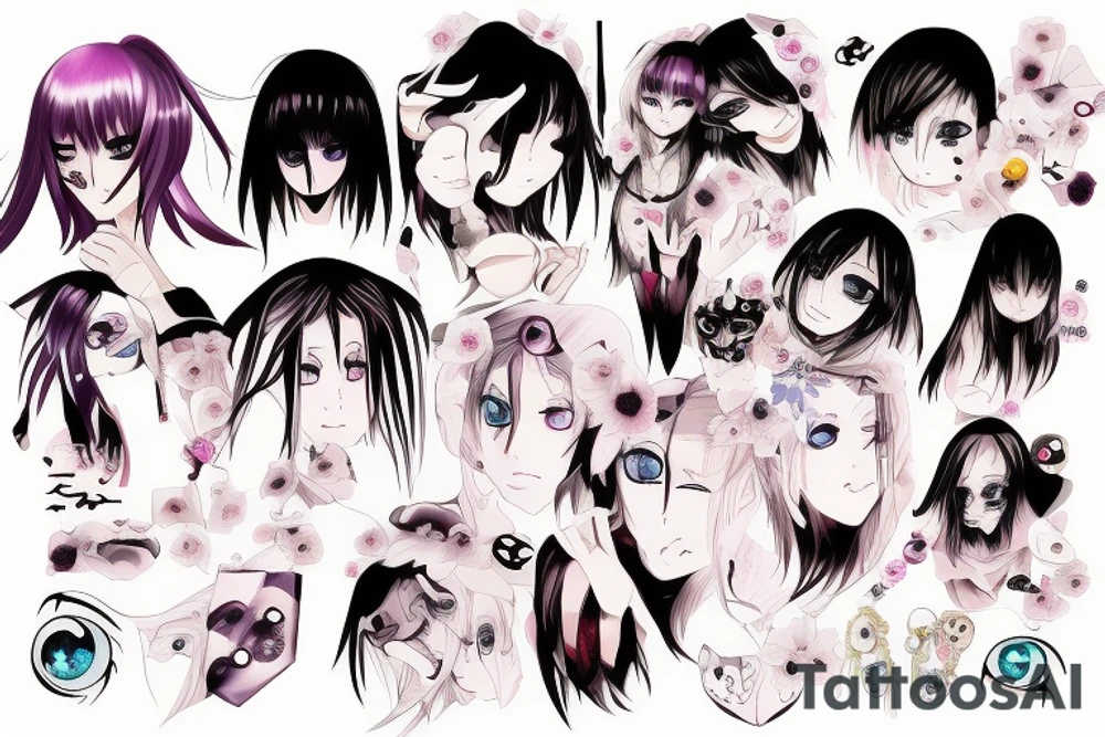Anime girl's eyes tattoo idea