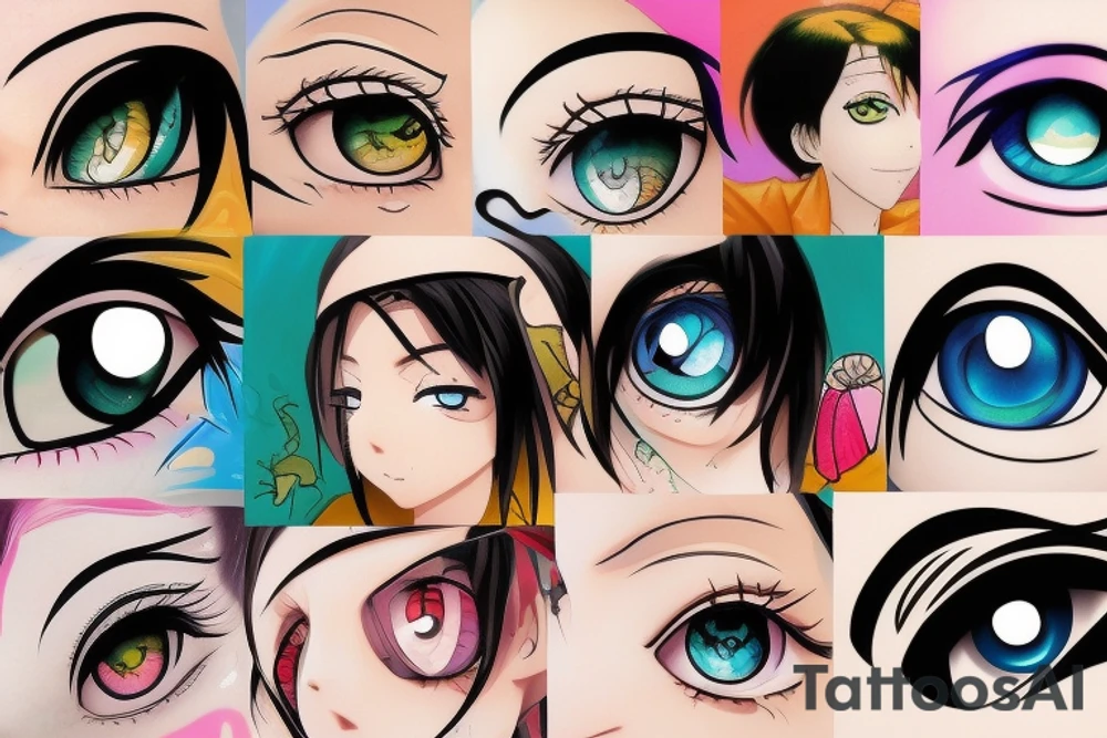 Anime girl's eyes tattoo idea