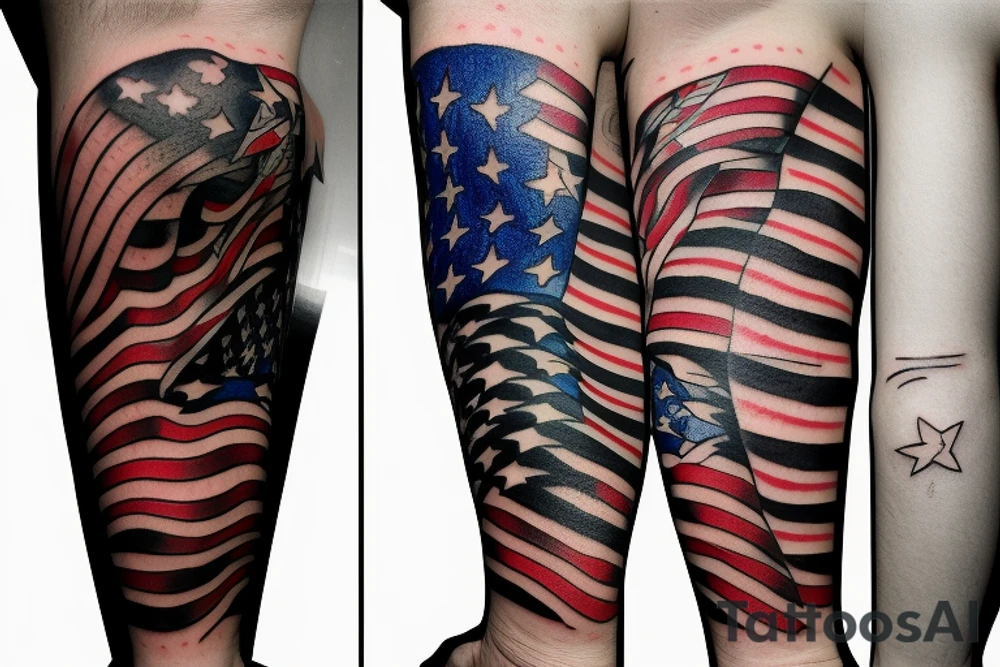 American flag sleeve tattoo idea