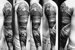 American wilderness sleeve tattoo idea