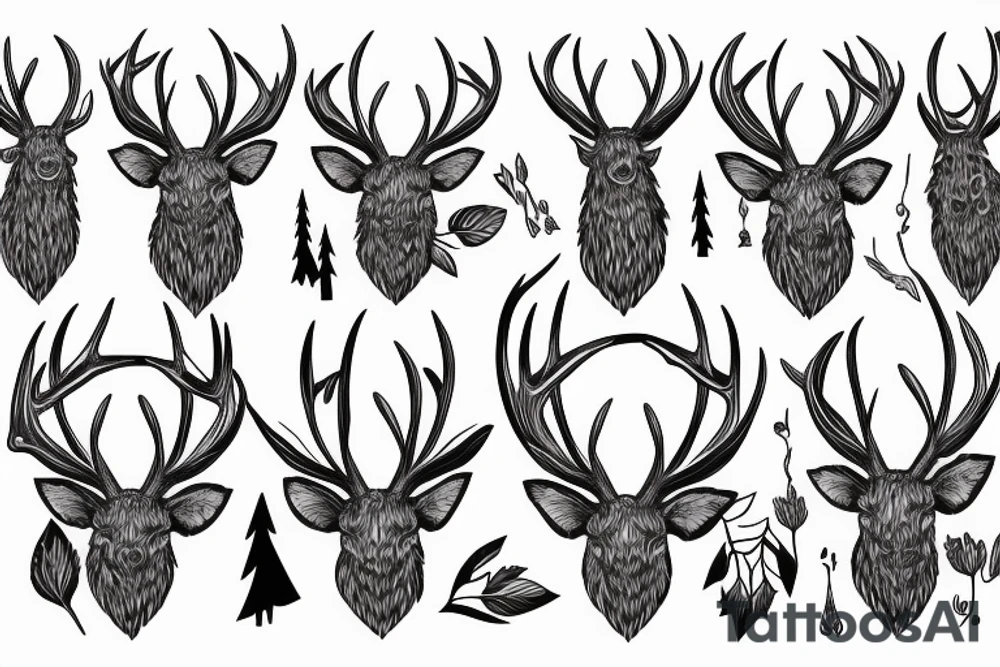 Elk antlers sleeve tattoo idea