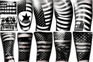 Black American flag sleeve tattoo idea
