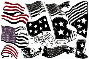 Black American flag sleeve tattoo idea