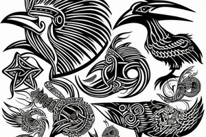 viking raven under circule tattoo idea