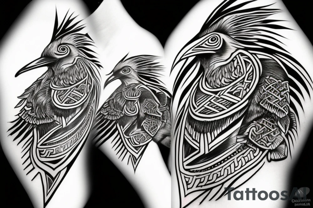 viking raven under circule tattoo idea