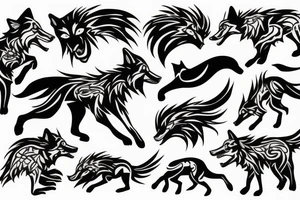 wolf chase sun tattoo idea