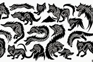 wolf chaseing sun tattoo idea