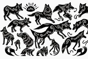 wolf chaseing sun tattoo idea