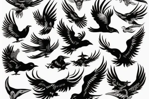 flying viking raven tattoo idea