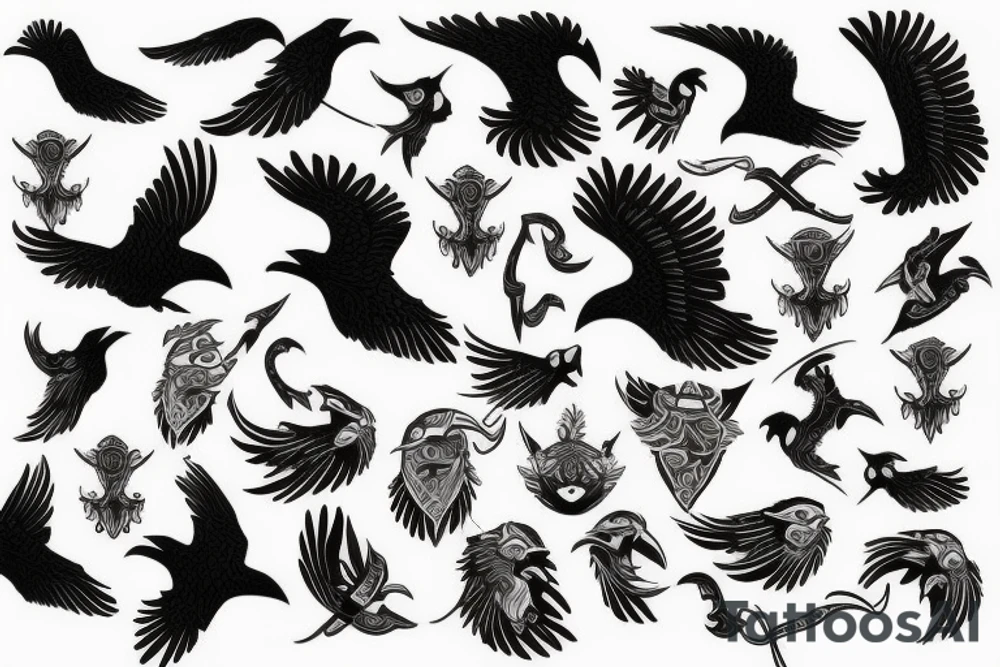 flying viking raven tattoo idea