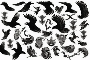 flying viking raven tattoo idea