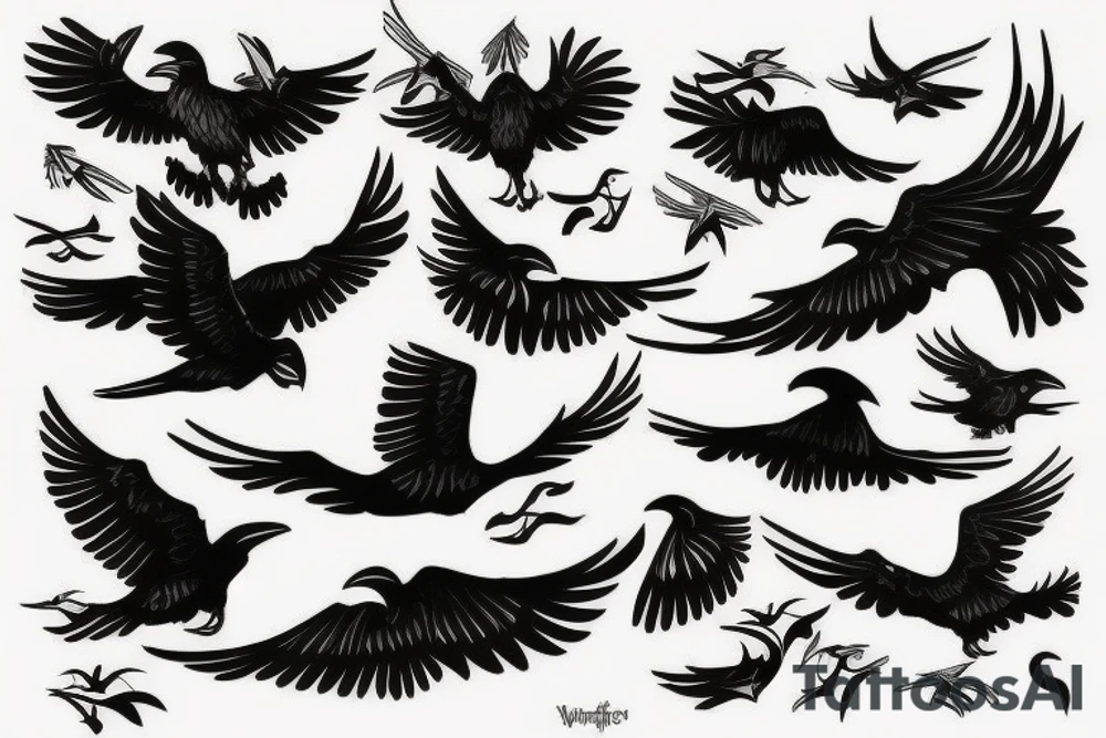 flying viking raven tattoo idea
