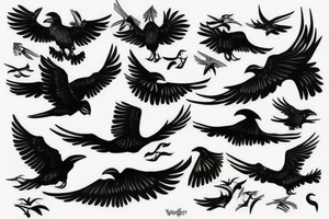 flying viking raven tattoo idea