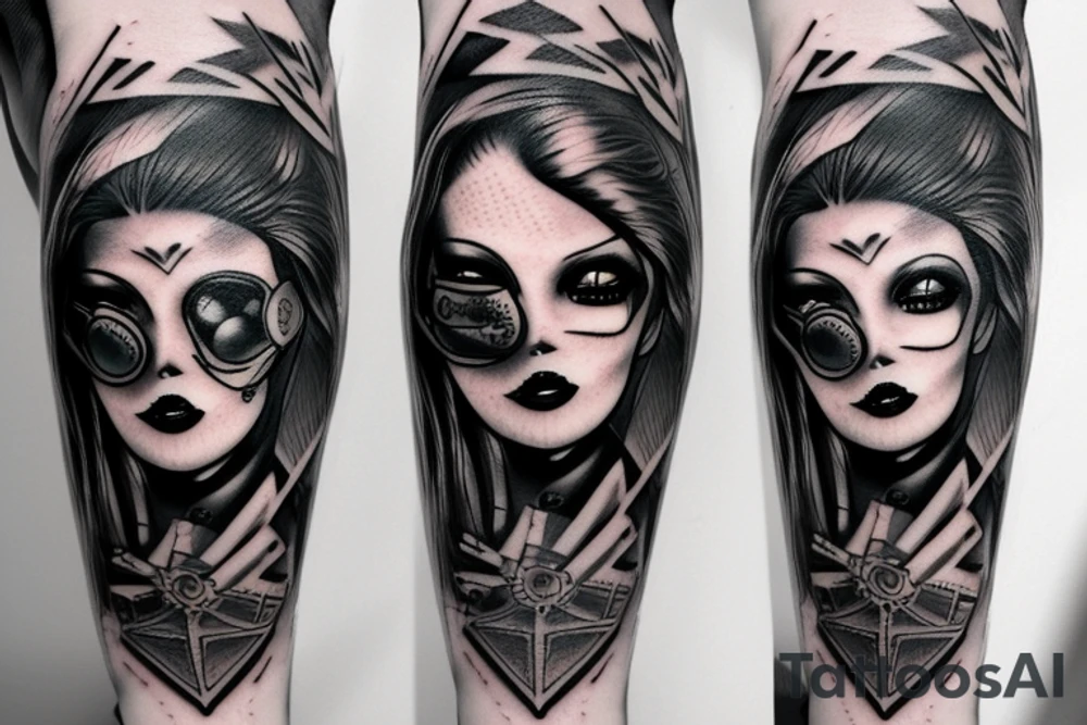 technology lady death cyberpunk tattoo idea